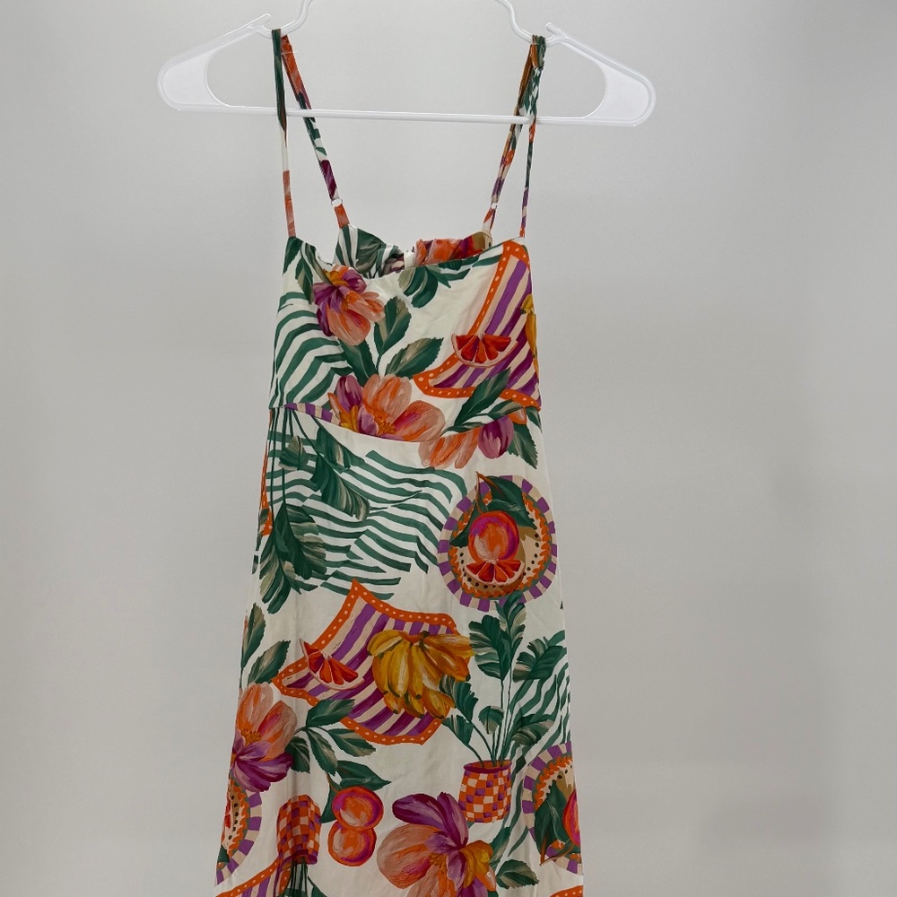 Paper Heart Spaghetti Strap Hawaiian Floral Boho Tie Back Maxi Flowy Dress